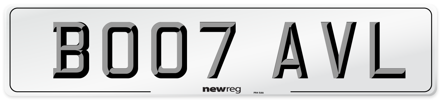 BO07 AVL Number Plate from New Reg
